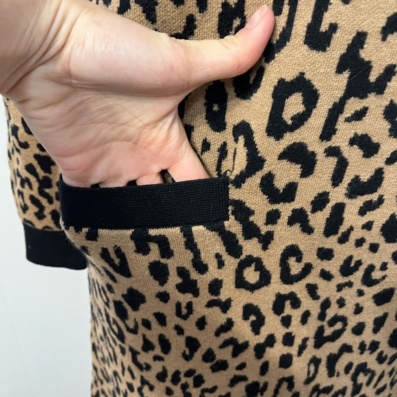 J.Crew merino wool blend sweater dress leopard print brown and black size small - Picture 4 of 10